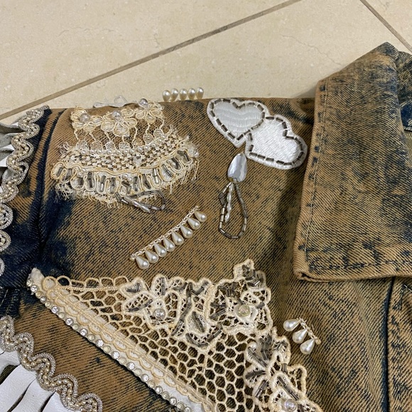 Havoc VINTAGE Cowgirl Denim Jean Jacket Fringes - Picture 5 of 12